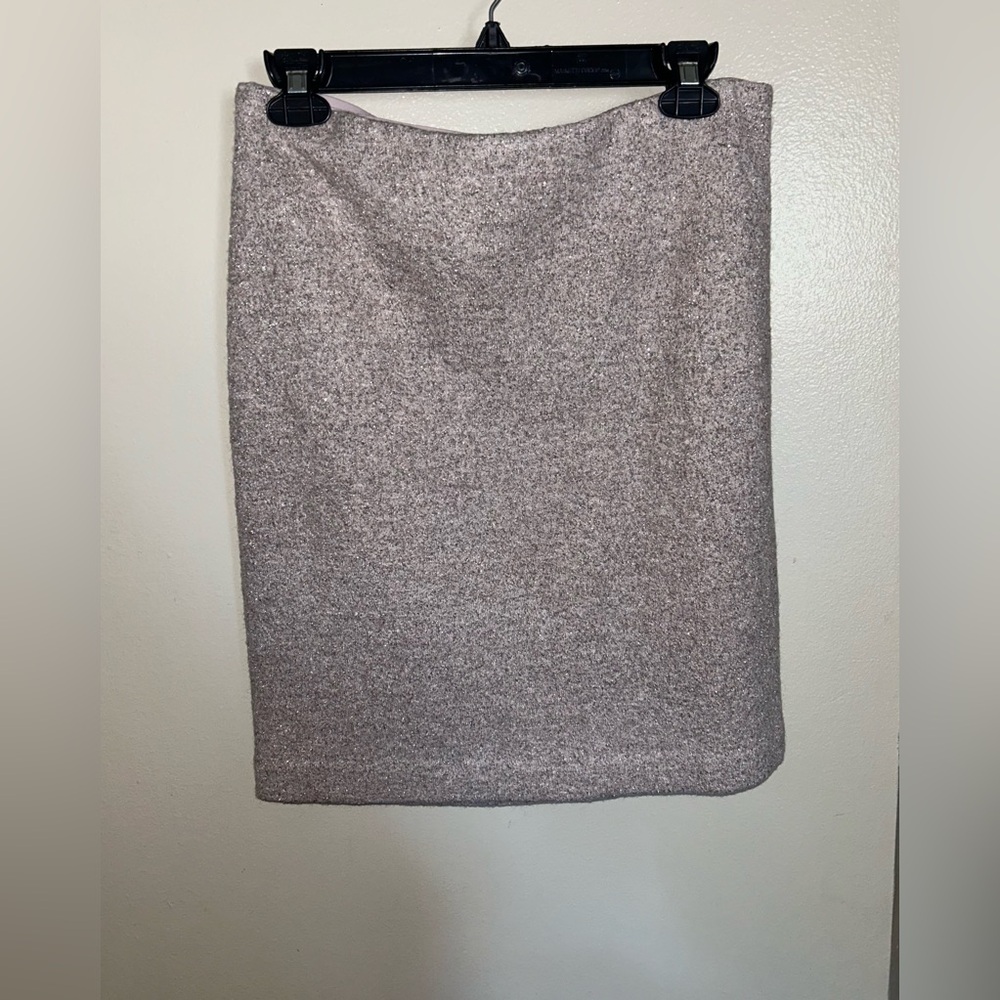 NWOT Ann Taylor Pencil Skirt Size 8 Neutral Silver Metallic Wool Blend